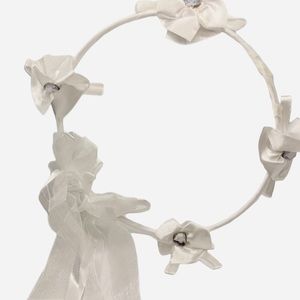 White Flower Girl or Bridal Floral Head Wreath